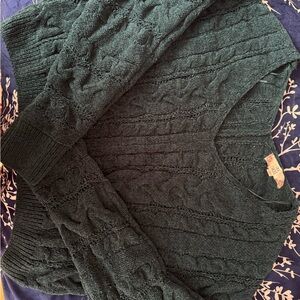 Pink Rose Deep Green V-Neck Sweater